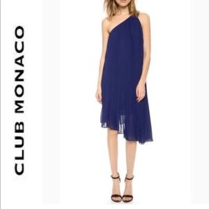 Club Monaco Cassia One Shoulder Pleated Dress